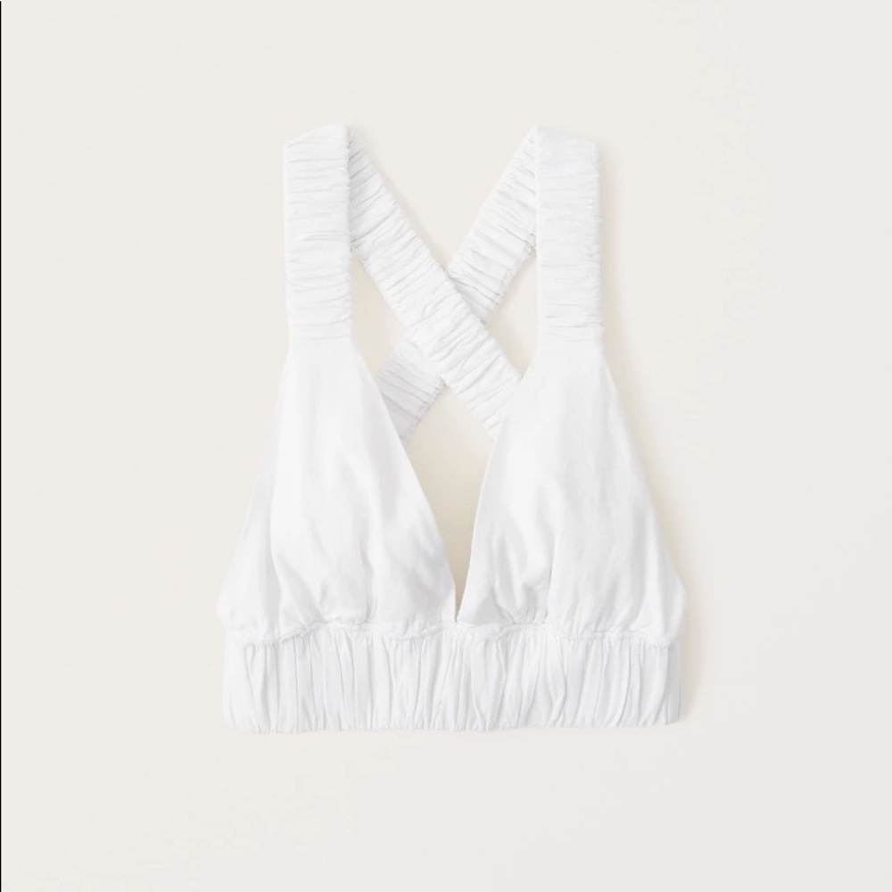 Abercrombie White Cropped Scrunchie Strap Top size S